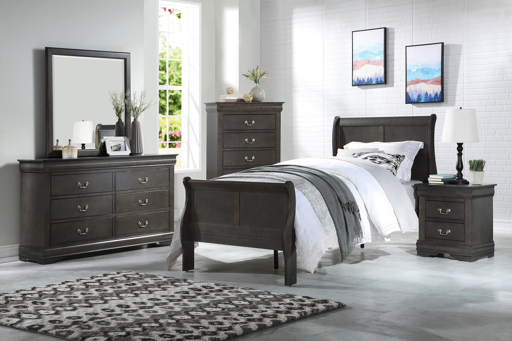 Louis Philippe Dark Gray Twin Bed - Imperial Furniture (Las Vegas, NV) - Multi Location