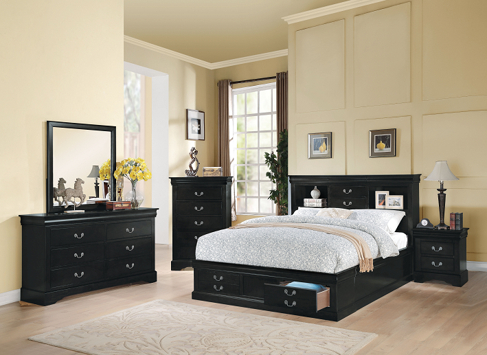 Louis Philippe III Black Eastern King Bed - Imperial Furniture (Las Vegas, NV) - Multi Location