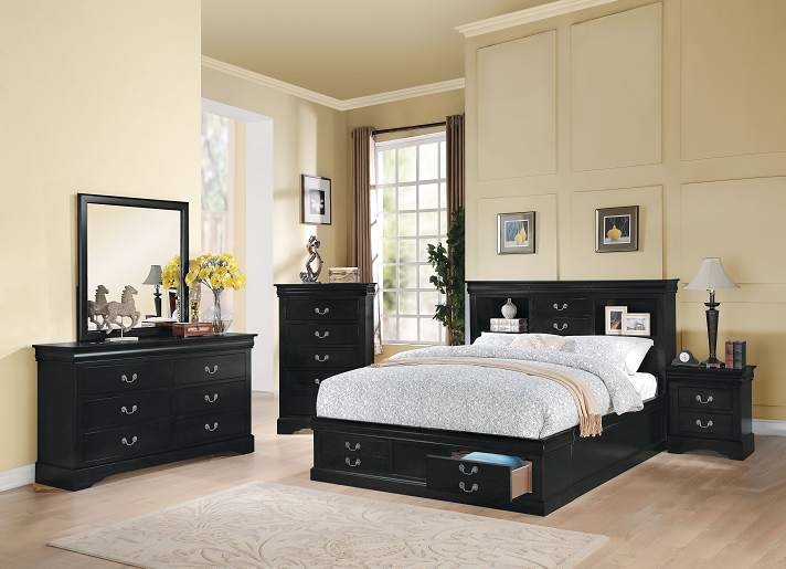 Louis Philippe III Black Queen Bed - Imperial Furniture (Las Vegas, NV) - Multi Location