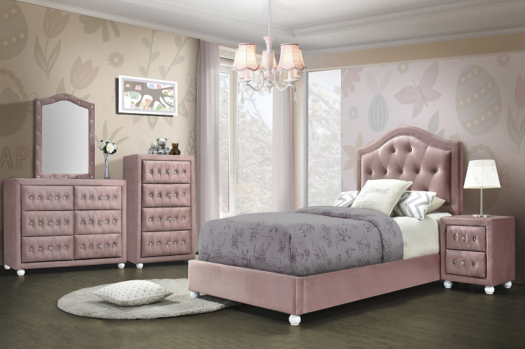 Reggie Pink Fabric Twin Bed - Imperial Furniture (Las Vegas, NV) - Multi Location