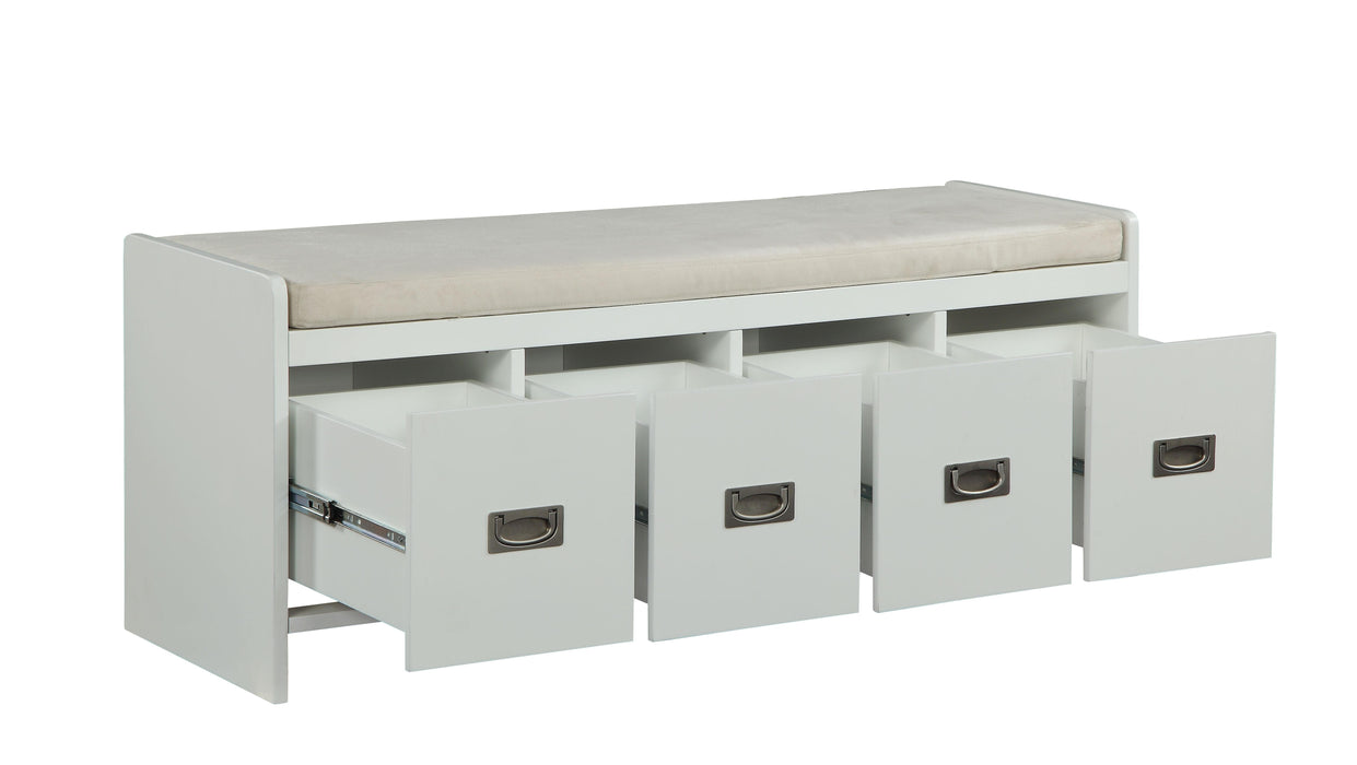 Berci Beige Fabric & White Bench w/Storage - Imperial Furniture (Las Vegas, NV) - Multi Location