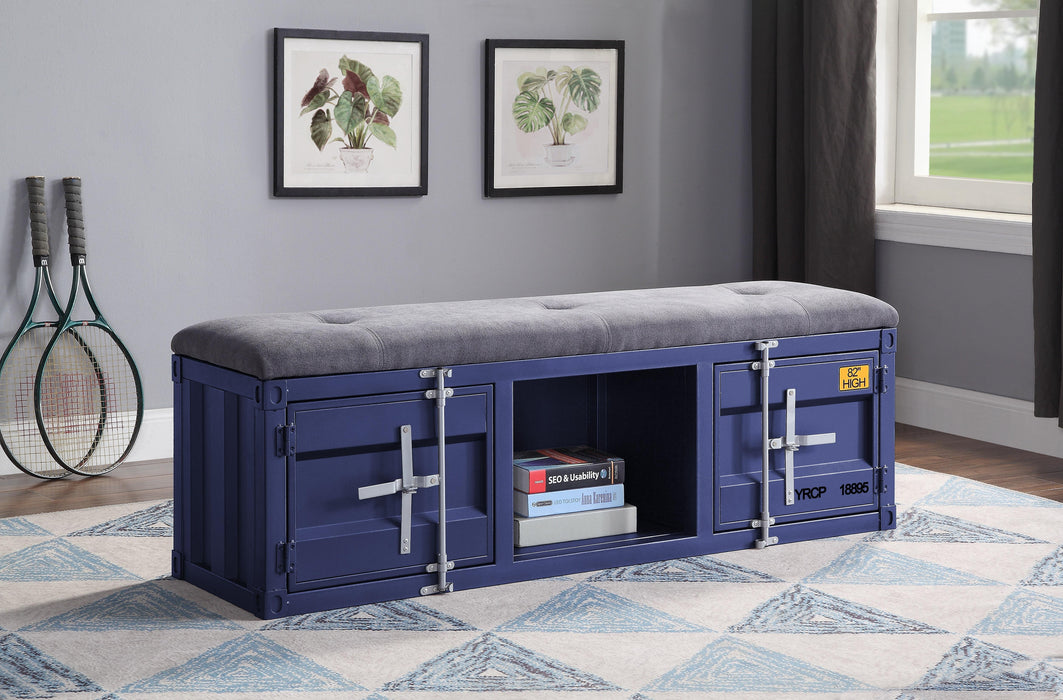 Cargo Gray Fabric & Blue Bench (Storage) - Imperial Furniture (Las Vegas, NV) - Multi Location