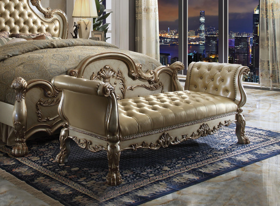 Dresden Bone PU & Gold Patina Bench - Imperial Furniture (Las Vegas, NV) - Multi Location