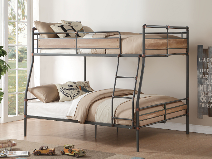 Brantley II Sandy Black & Dark Bronze Hand-Brushed Full XL/Queen Bunk Bed - Imperial Furniture (Las Vegas, NV) - Multi Location