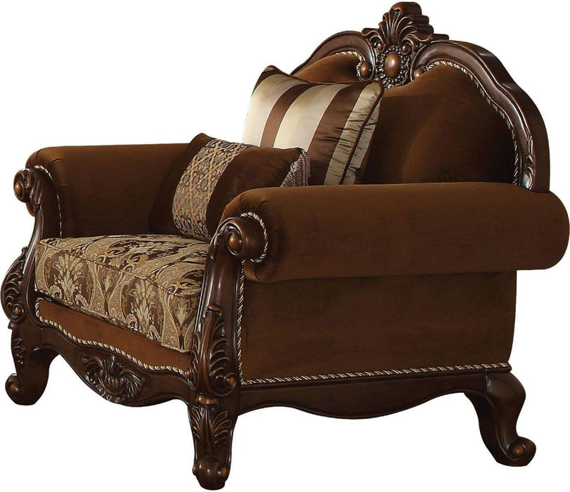 Acme Furniture Jardena Chair with 2 Pillows in Cherry Oak 50657 - Imperial Furniture (Las Vegas, NV) - Multi Location