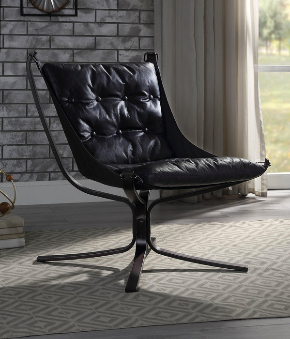 Carney Vintage Blue Top Grain Leather Accent Chair - Imperial Furniture (Las Vegas, NV) - Multi Location