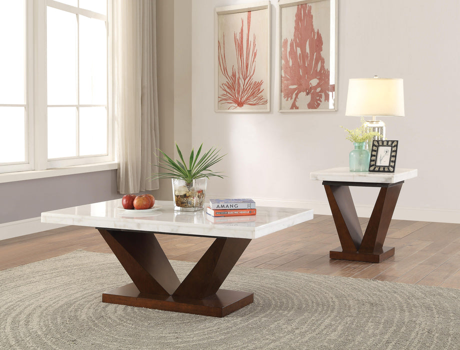 Forbes White Marble & Walnut Coffee Table - Imperial Furniture (Las Vegas, NV) - Multi Location