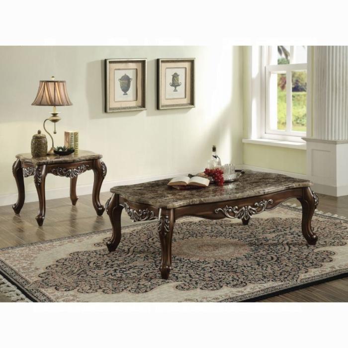 Latisha Marble & Antique Oak Coffee Table - Imperial Furniture (Las Vegas, NV) - Multi Location