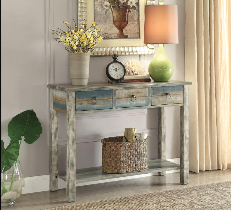 Glancio Antique White & Teal Console Table - Imperial Furniture (Las Vegas, NV) - Multi Location