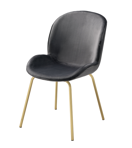 Chuchip Gray Velvet & Gold Side Chair - Imperial Furniture (Las Vegas, NV) - Multi Location