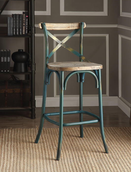 Zaire Antique Turquoise & Antique Oak Bar Chair (1Pc) - Imperial Furniture (Las Vegas, NV) - Multi Location