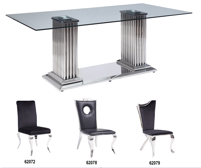 Cyrene Stainless Steel & Clear Glass Dining Table - Imperial Furniture (Las Vegas, NV) - Multi Location