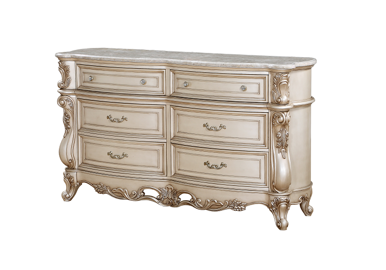 Gorsedd Marble & Antique White Dresser - Imperial Furniture (Las Vegas, NV) - Multi Location
