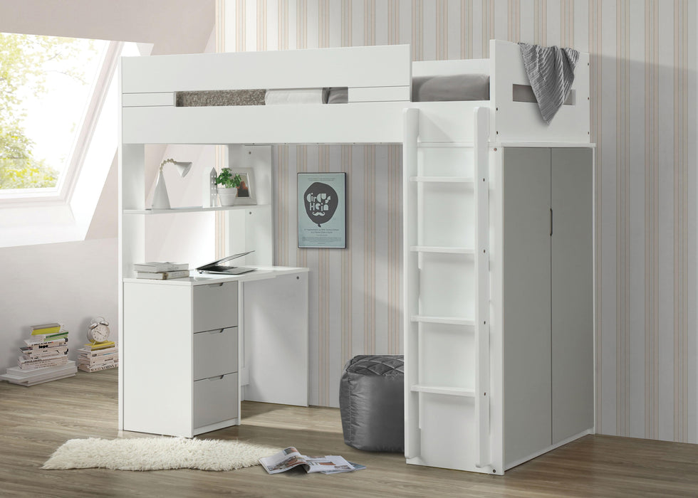 Nerice White & Gray Loft Bed - Imperial Furniture (Las Vegas, NV) - Multi Location