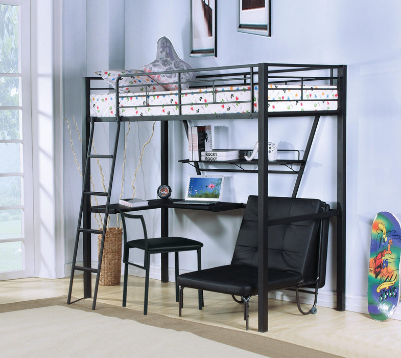 Senon Silver & Black Loft Bed & Desk - Imperial Furniture (Las Vegas, NV) - Multi Location