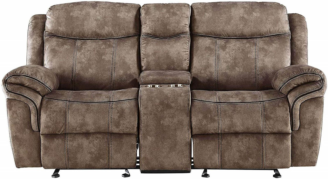 Acme Furniture Zubaida Motion Loveseat with Console in 2-Tone Chocolate Velvet 55021 - Imperial Furniture (Las Vegas, NV) - Multi Location