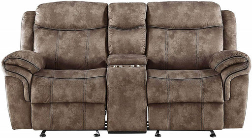 Acme Furniture Zubaida Motion Loveseat with Console in 2-Tone Chocolate Velvet 55021 - Imperial Furniture (Las Vegas, NV) - Multi Location