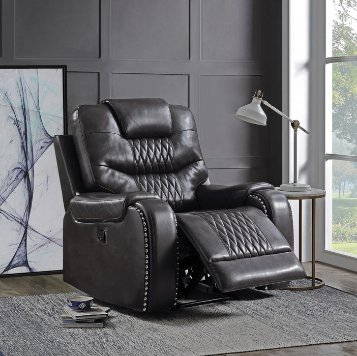 Braylon Magnetite PU Recliner (Motion) - Imperial Furniture (Las Vegas, NV) - Multi Location