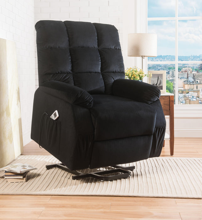 Ipompea Black Velvet Recliner w/Power Lift & Massage - Imperial Furniture (Las Vegas, NV) - Multi Location