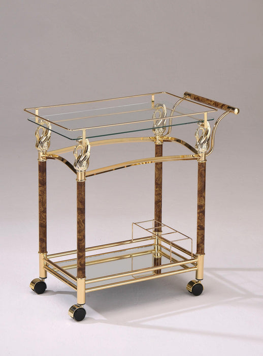 Helmut Gold Plated & Clear Glass - Tempered Serving Cart - Imperial Furniture (Las Vegas, NV) - Multi Location