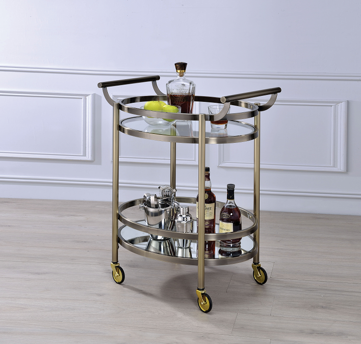 Lakelyn Brushed Bronze & Clear Glass Serving Cart - Imperial Furniture (Las Vegas, NV) - Multi Location