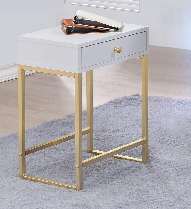 Coleen White & Brass Side Table - Imperial Furniture (Las Vegas, NV) - Multi Location