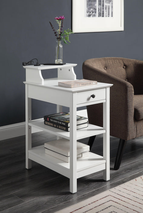Slayer White Side Table (USB Charging Dock) - Imperial Furniture (Las Vegas, NV) - Multi Location
