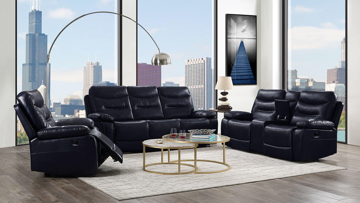 Aashi Navy Leather-Gel Match Sofa (Motion) - Imperial Furniture (Las Vegas, NV) - Multi Location