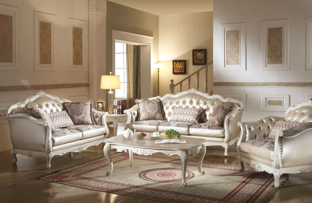 Chantelle Rose Gold PU/Fabric & Pearl White Sofa w/3 Pillows - Imperial Furniture (Las Vegas, NV) - Multi Location