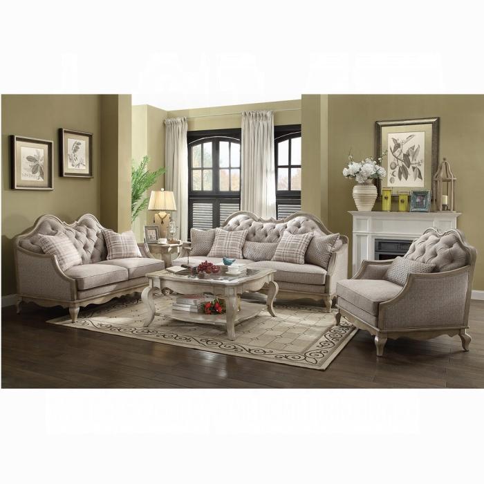 Chelmsford Beige Fabric & Antique Taupe Sofa w/5 Pillows - Imperial Furniture (Las Vegas, NV) - Multi Location
