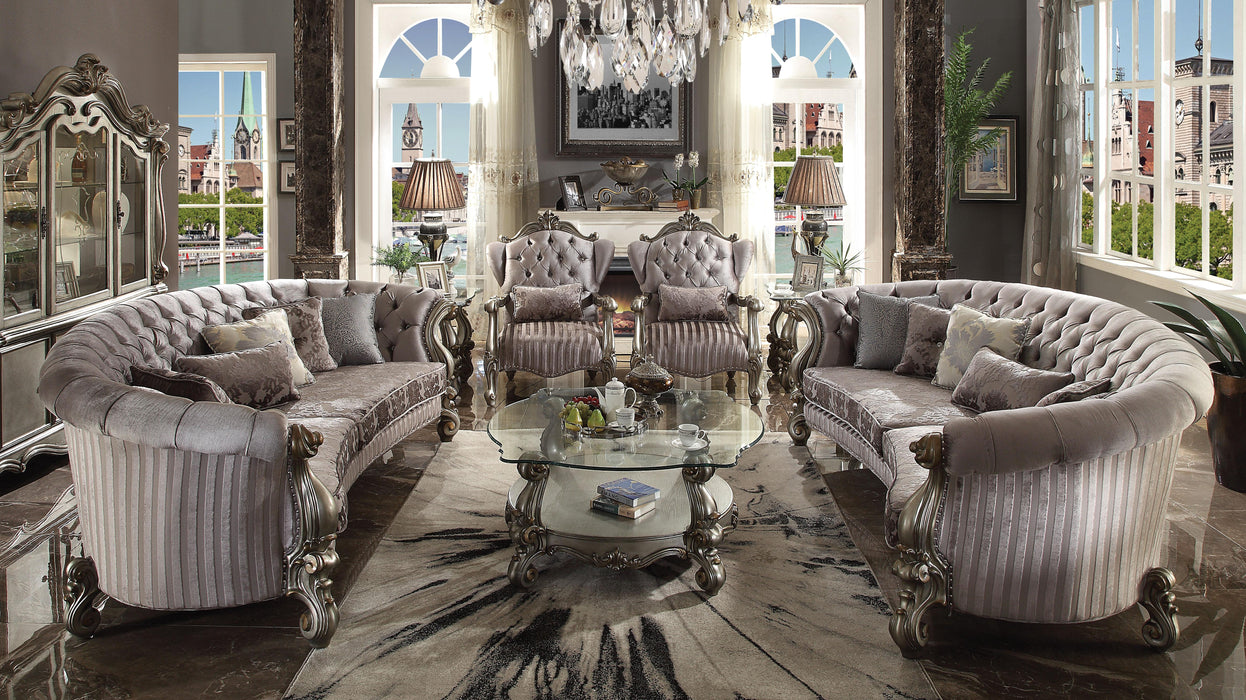 Versailles Velvet & Antique Platinum Sofa w/5 Pillows - Imperial Furniture (Las Vegas, NV) - Multi Location