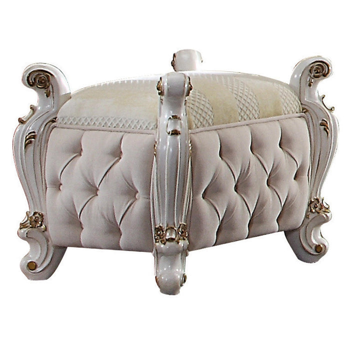 Picardy Fabric & Antique Pearl Vanity Stool - Imperial Furniture (Las Vegas, NV) - Multi Location