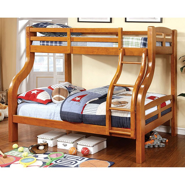 SOLPINE Gray & Oak Twin/Full Bunk Bed