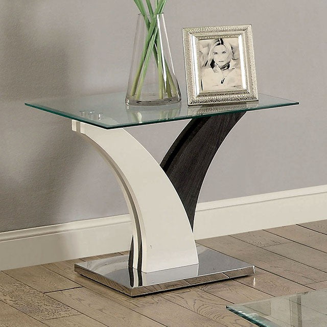 SLOANE White/Dark Gray/Chrome End Table - Imperial Furniture (Las Vegas, NV) - Multi Location