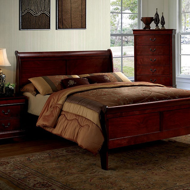 Louis Philippe Queen Bed Cherry - Imperial Furniture (Las Vegas, NV) - Multi Location