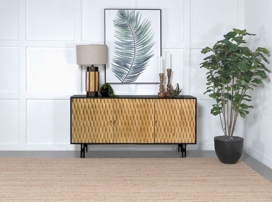 Aminah 3-door Wooden Accent Cabinet Natural and Black - Imperial Furniture (Las Vegas, NV) - Multi Location