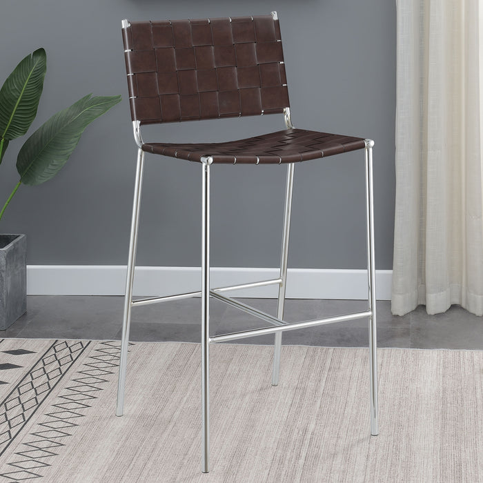 Adelaide Upholstered Bar Stool with Open Back Brown and Chrome - Imperial Furniture (Las Vegas, NV) - Multi Location