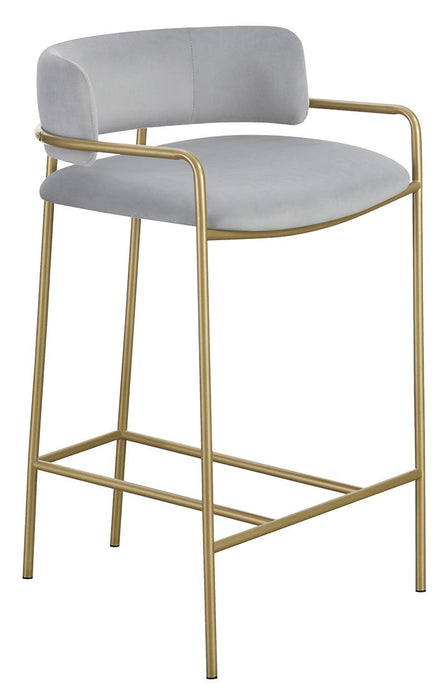 Comstock Upholstered Low Back Stool Grey and Gold - Imperial Furniture (Las Vegas, NV) - Multi Location