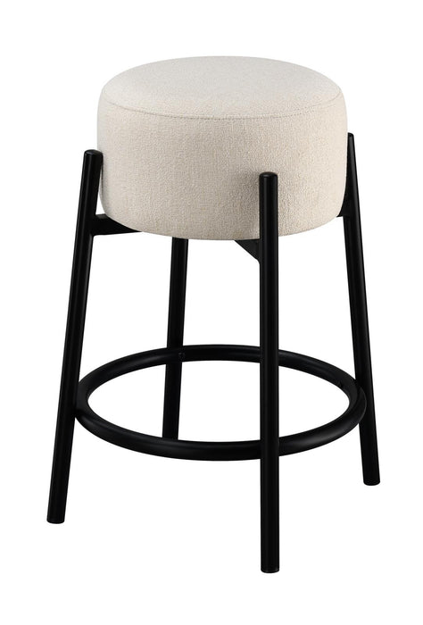 Leonard Upholstered Backless Round Stools White and Black (Set of 2) - Imperial Furniture (Las Vegas, NV) - Multi Location