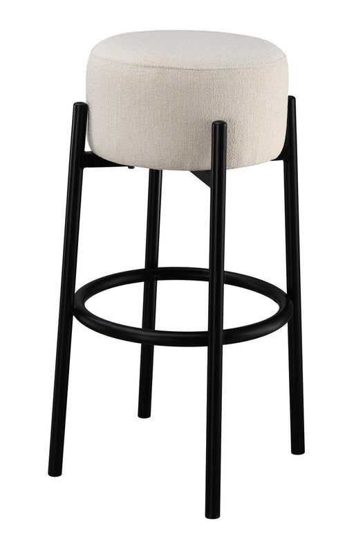 Leonard Upholstered Backless Round Stools White and Black (Set of 2) - Imperial Furniture (Las Vegas, NV) - Multi Location