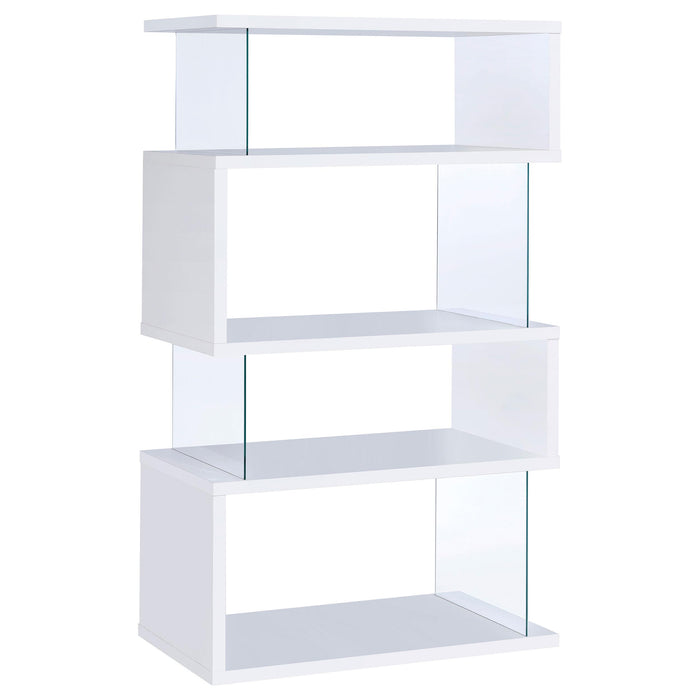 Emelle 4-tier Bookcase White and Clear - Imperial Furniture (Las Vegas, NV) - Multi Location