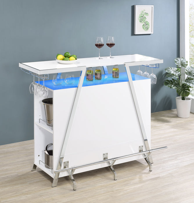 Araceli Home Bar Wine Cabinet White High Gloss and Chrome - Imperial Furniture (Las Vegas, NV) - Multi Location