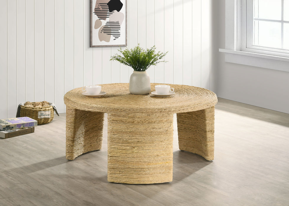 Artina Woven Rattan Round Coffee Table Natural Brown - Imperial Furniture (Las Vegas, NV) - Multi Location