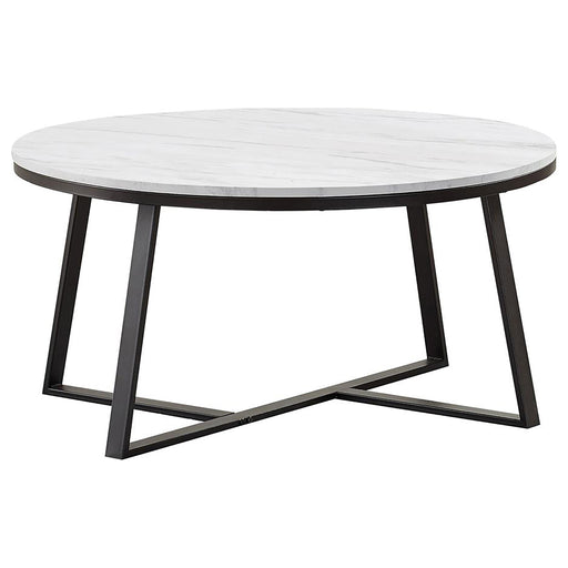 Hugo Round Coffee Table White and Matte Black - Imperial Furniture (Las Vegas, NV) - Multi Location