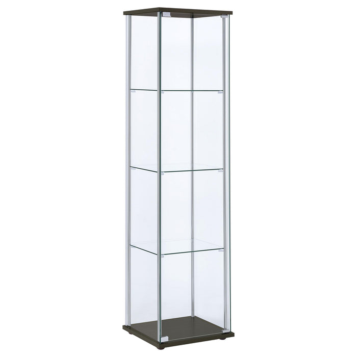 Bellatrix Rectangular 4-shelf Curio Cabinet Cappuccino and Clear - Imperial Furniture (Las Vegas, NV) - Multi Location