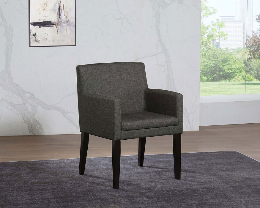 Catherine Upholstered Dining Arm Chair Charcoal Grey and Black (Set of 2) - Imperial Furniture (Las Vegas, NV) - Multi Location