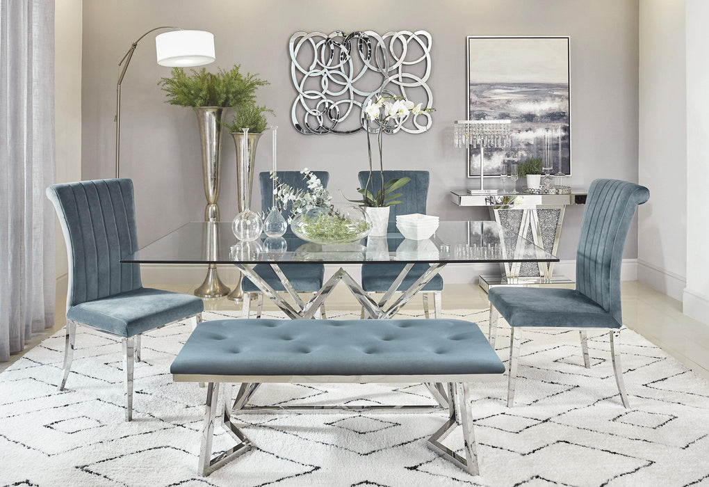 Beaufort 6-piece Dining Set Dark Grey and Chrome - Imperial Furniture (Las Vegas, NV) - Multi Location