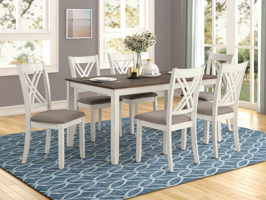 Fortress 7-piece Dining Set Chestnut and Vintage White - Imperial Furniture (Las Vegas, NV) - Multi Location