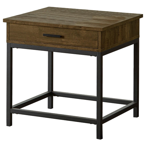 Byers Square 1-drawer End Table Brown Oak and Sandy Black - Imperial Furniture (Las Vegas, NV) - Multi Location