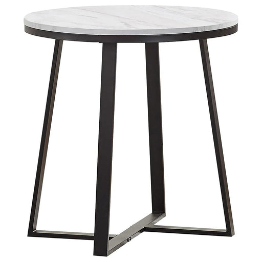 Hugo Metal Base Round End Table White and Matte Black - Imperial Furniture (Las Vegas, NV) - Multi Location